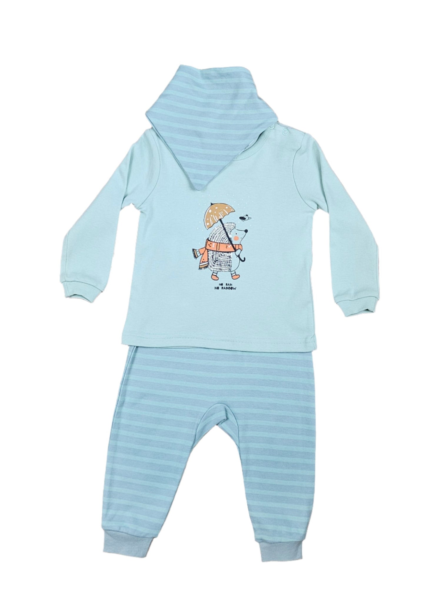 Infant Cotton Outfit Set with Bib - Surf Porcupine