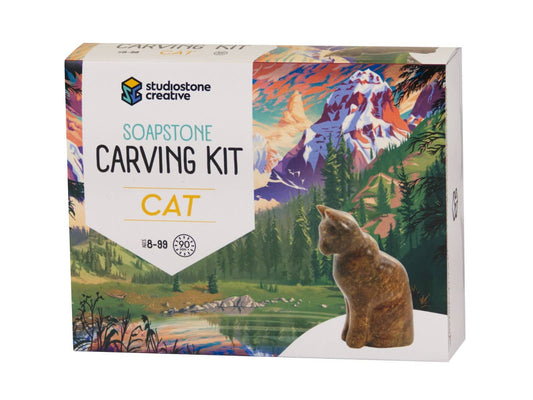 Cat Soapstone Carving and Whittling—DIY Arts and Craft Kit.