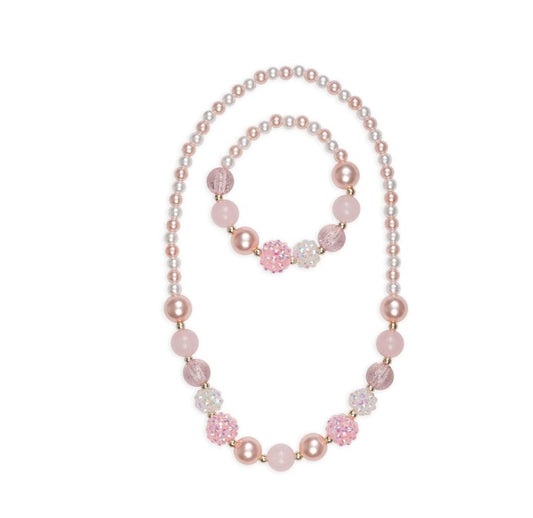 Pearly Pink Necklace & Bracelet Set