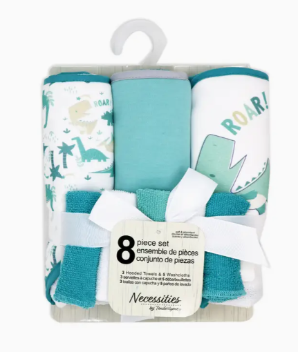 8pc Bath Set - 3 Hooded Towels & 5 Washcloths