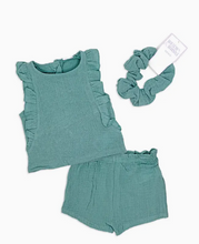 Load image into Gallery viewer, Blue Ruffle Edge Shorts Set
