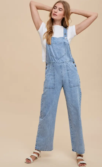 Women's Soft Mineral Wash Straight Wide Leg Overall