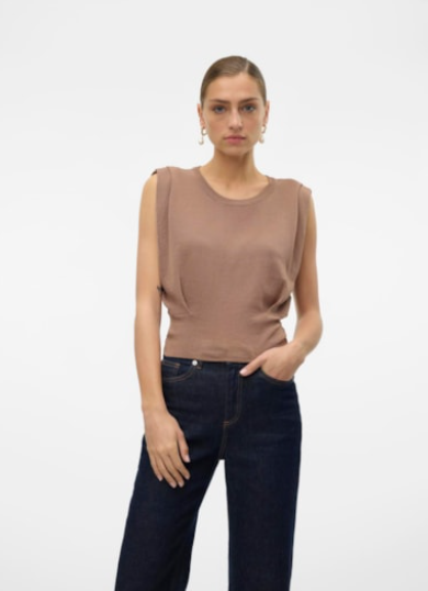 Lita Cropped Knit Top - Portabella