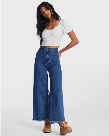 Free Fall Indigo Wide-Leg Jeans