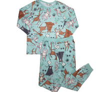 Load image into Gallery viewer, Youth 2pc Working Out Animals Pajama Set
