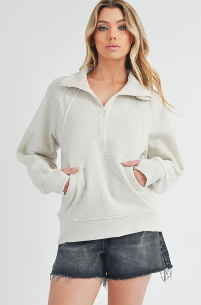 The Dove Funnel Neck Half Zip Sweater