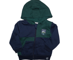 Boy's Navy & Green Zip Up Hoodie