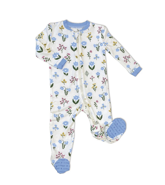 Bamboo Fleece Footie w/ 2 Way Zipper (Wildflower Print)