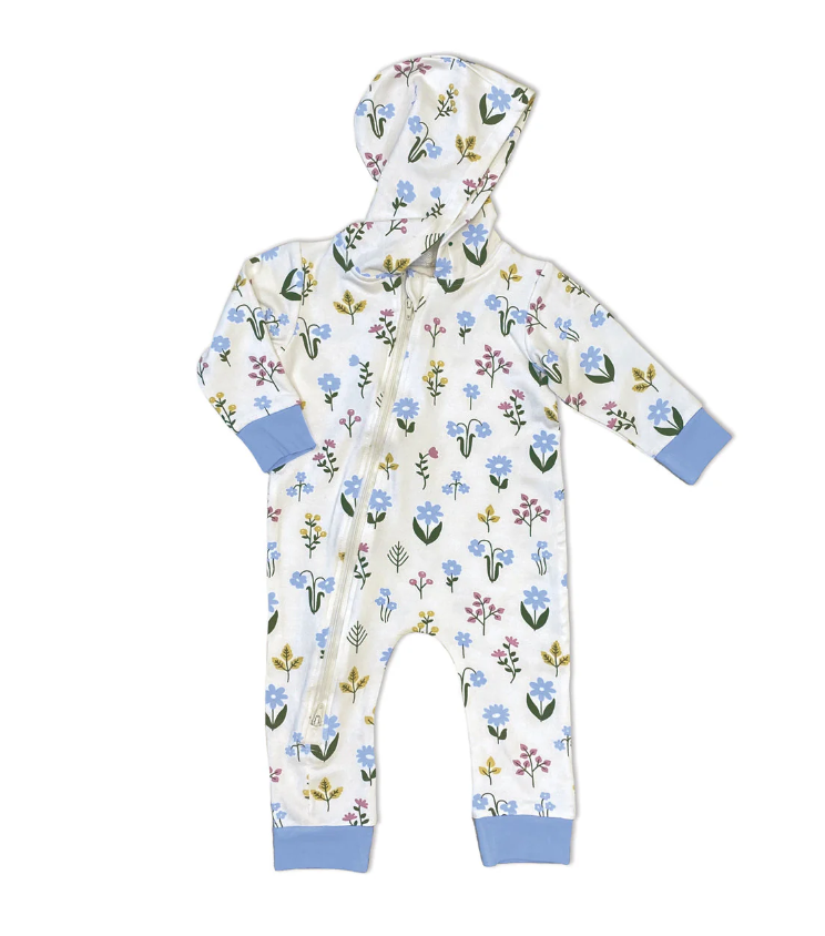 Bamboo Fleece Hooded Romper (Wildflower Print)