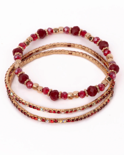 Boutique Ruby Red 3pc Bracelet Set