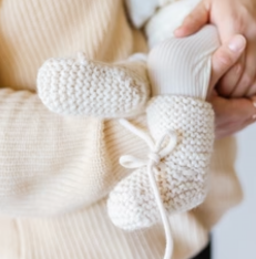 Wool Knit Cream Baby Booties