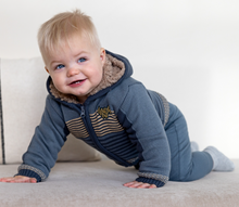 Load image into Gallery viewer, Infant Steel Blue Fleece Cardigan
