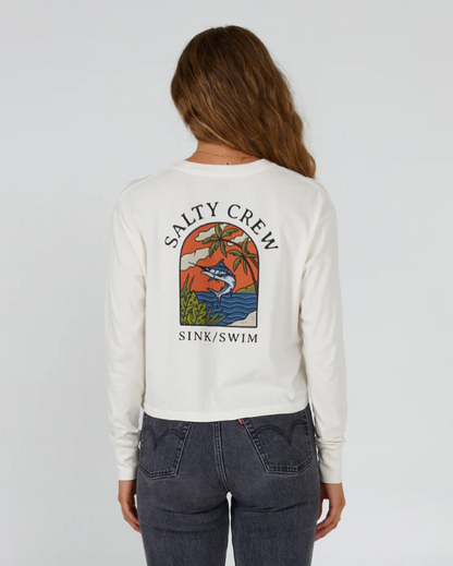 Sail Away Off White L/S Crop Tee