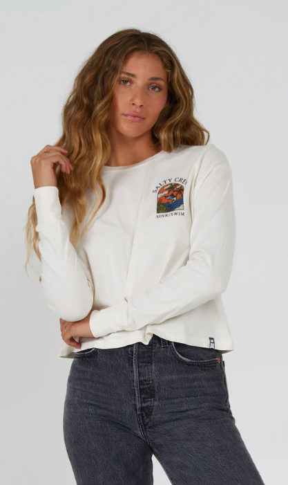 Sail Away Off White L/S Crop Tee