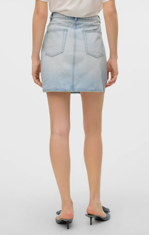 Mid Rise Short Wrap Denim Skirt