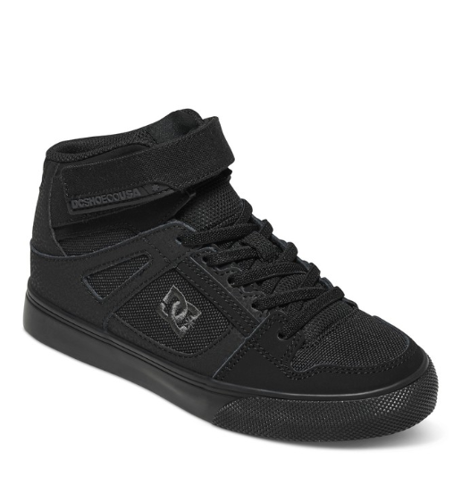 Children's DC Shoes Pure High Elastic Lace Shoes -Black/Black/Black