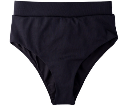 Black Ribbed Women's High Waisted Bikini Bottoms