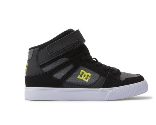 Children's DC Shoes Pure High Elastic Lace Shoes -Black/SoftLime/Black