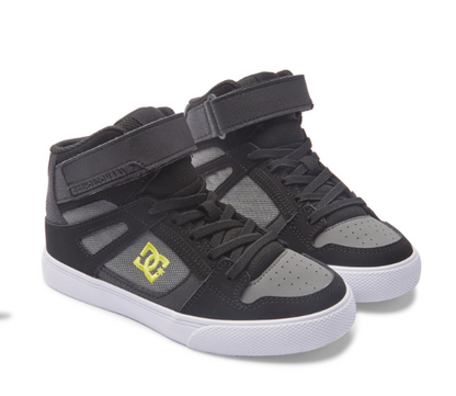 Children's DC Shoes Pure High Elastic Lace Shoes -Black/SoftLime/Black