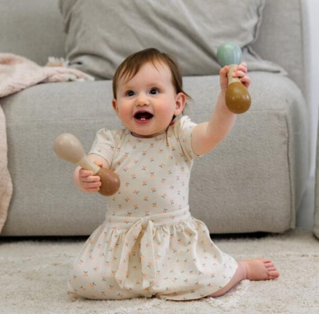 Cream Cherry Dress w/ Headband