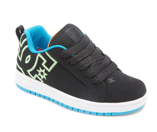 Children's DC Court Graffik Shoes -Black/White/Green