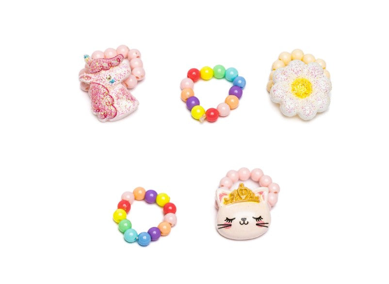 Flower, Kitty, Unicorn Elastic Ring Set