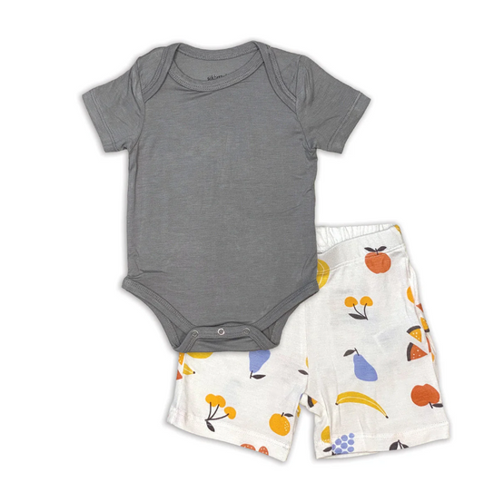 Bamboo Sleeve Onesie & Short Set(Pigeon & Fruit Salad)