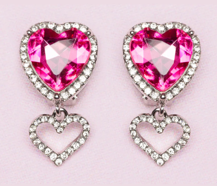 Boutique Heart Jewel Clip On Earrings