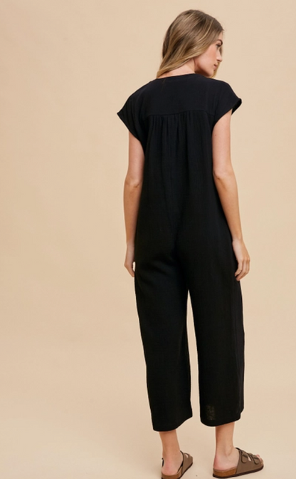 Cotton Gauze Button Down Jumpsuit