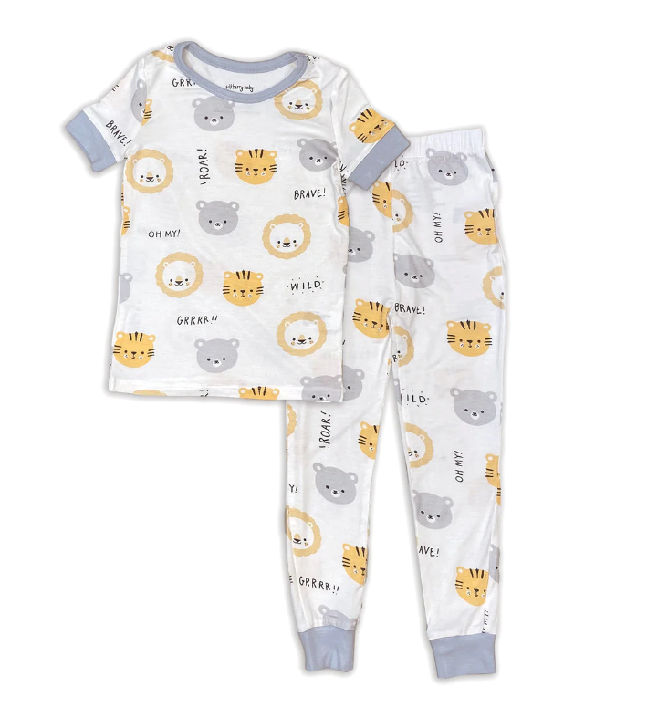 Bamboo Short Sleeve 2pc Pajama Set (Lions, Tigers & Bears Print)