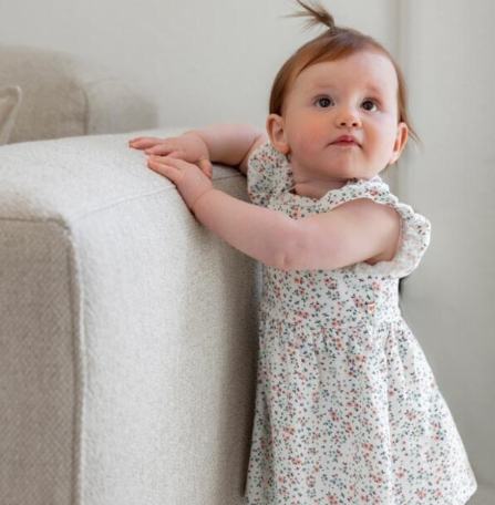 White & Mint Floral Dress w/ Headband