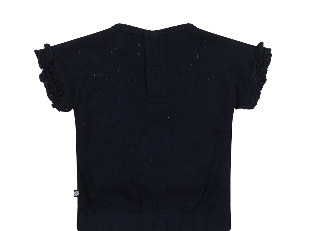 Navy Ruffle Sleeve T-Shirt