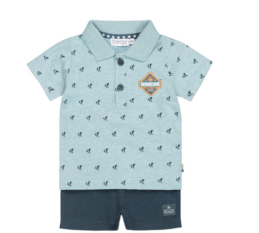 Baby Blue Polo 2pc Short Set