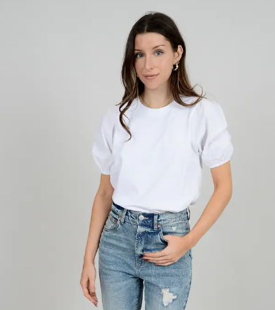 Tamara Jersey Top w/ Poplin Sleeves