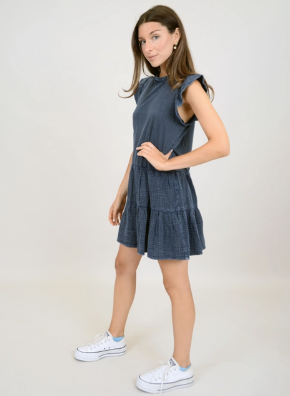 Arianne Bubble Gauze/Jersey Tiered Dress