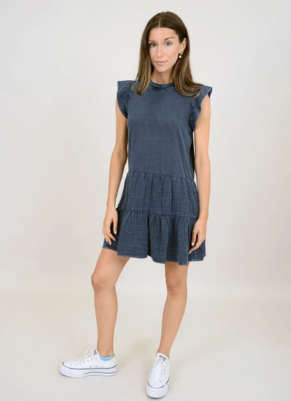 Arianne Bubble Gauze/Jersey Tiered Dress