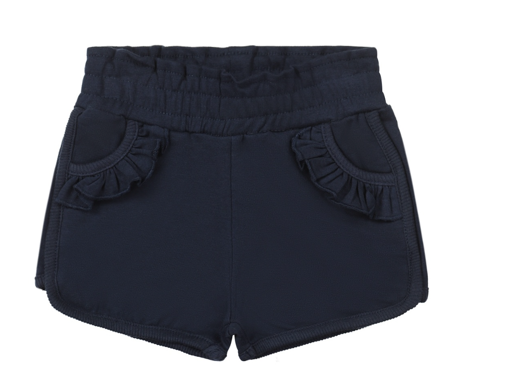 Navy Ruffle Pocket Shorts