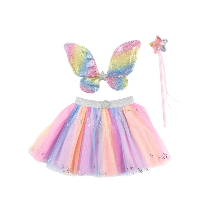 Rainbow Sequin Skirt w/ Wand and Wings