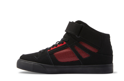 Children's DC Shoes Pure High Elastic Lace Shoes -Black/Black/Red