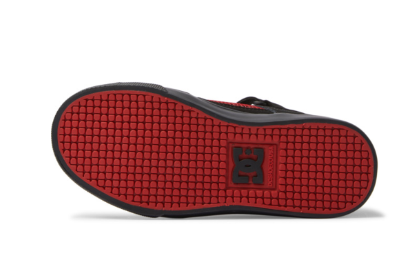 Children's DC Shoes Pure High Elastic Lace Shoes -Black/Black/Red