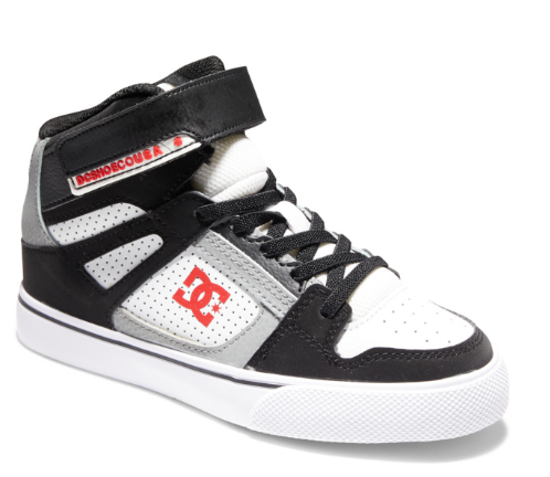 Children's DC Pure Elastic Lace High Top -White/Black/Red