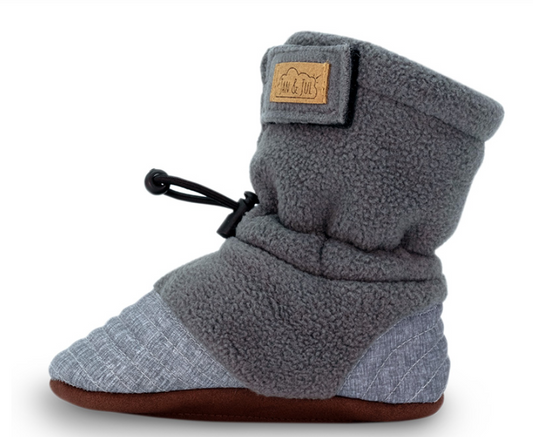 Adjustable Stay Put Cozy Booties- Heather Grey