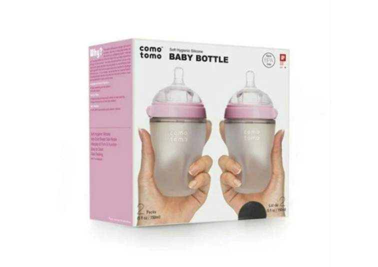 Como Tomo Soft Hygienic Silicone Baby Bottle (Pink)