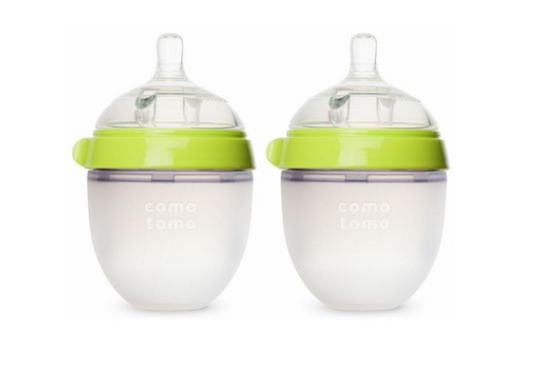 Como Tomo Two- Pack Soft Hygienic Silicone Baby Bottle (Green)