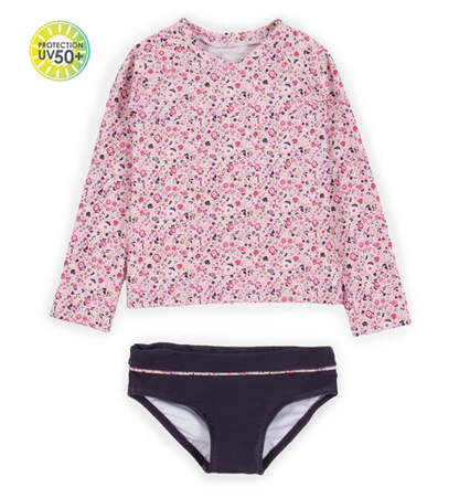 Floral Long Sleeve 2pc Swimsuit