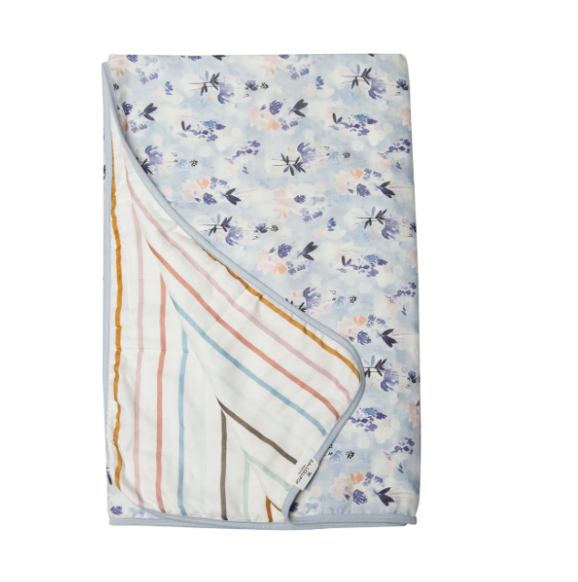 Muslin Quilt Blanket Ink Floral