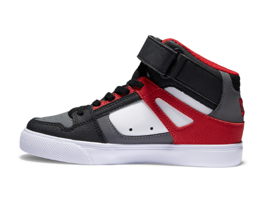 Children's DC Shoes Pure High Elastic Lace High Top Shoes -White/Grey/Red